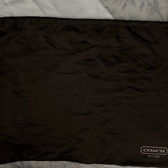 Large dark brown Coach satin dust bag for purse storage. Drawstring closure. - Picture 2 of 7
